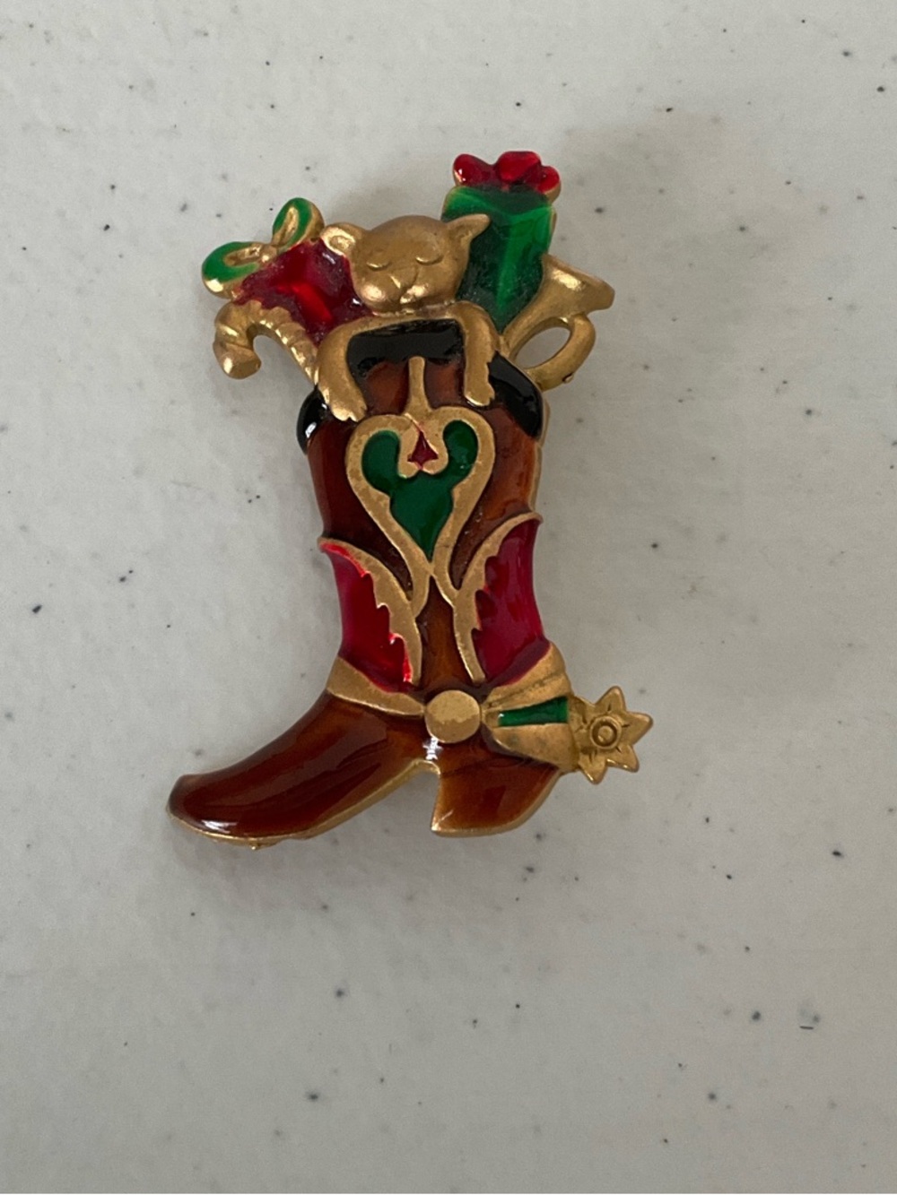 Don-Lin Enamel Christmas Cowboy Boot